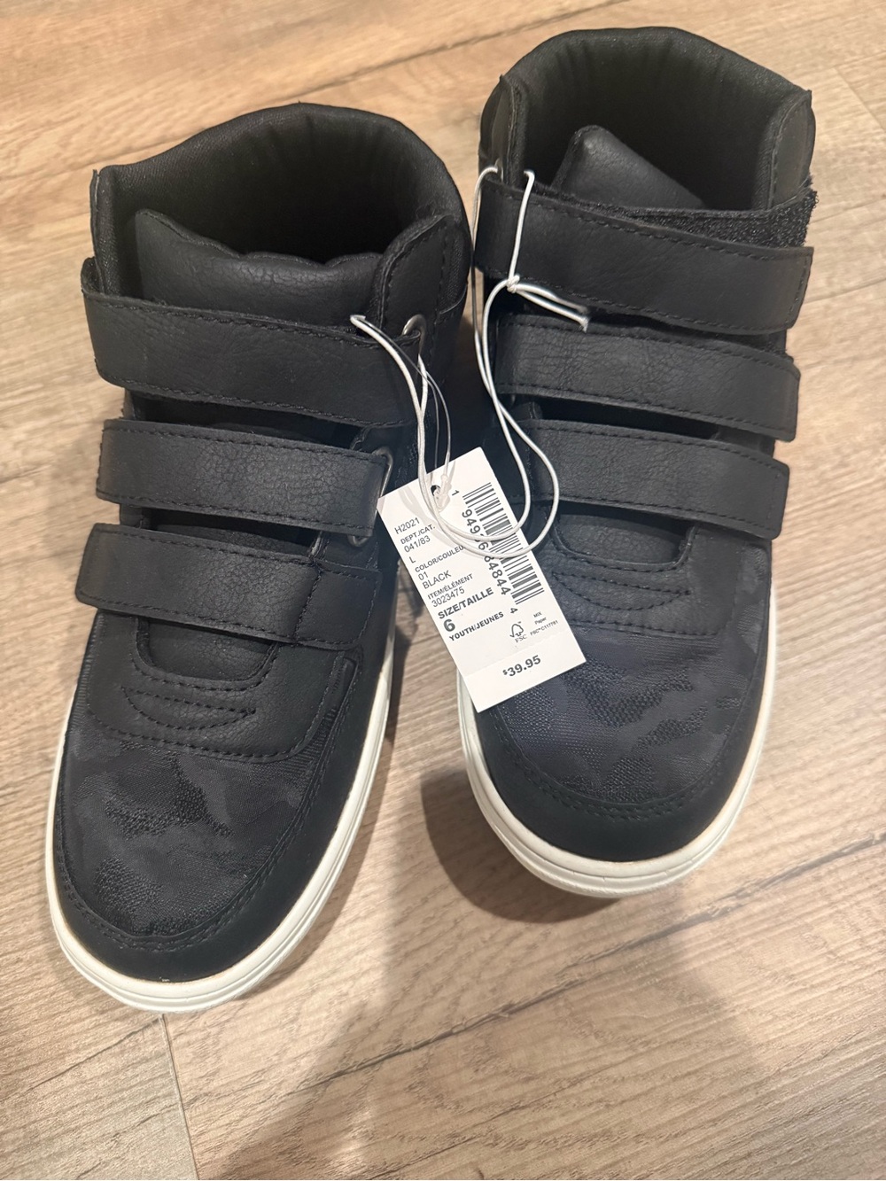 The Children's Place Black & White High-Top Velcro Sneakers for Kids